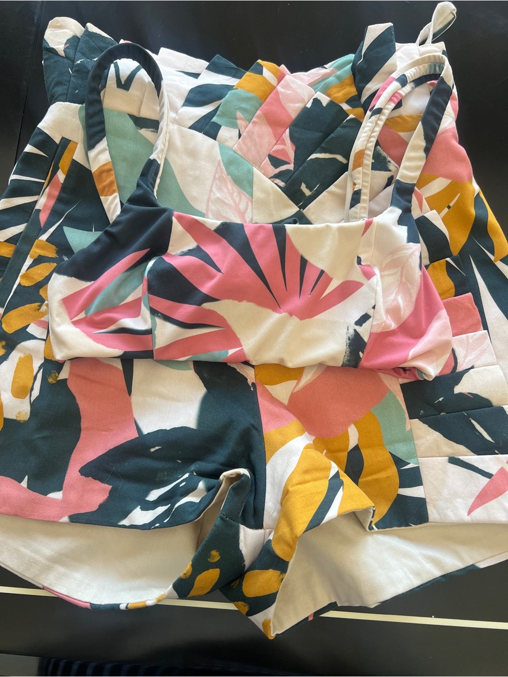 SHOMA Tropical Print Crop Top and Shorts XS